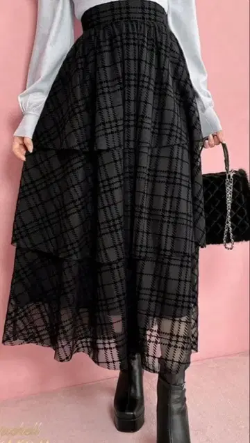 미셸 마카롱 프릴 롱 스커트