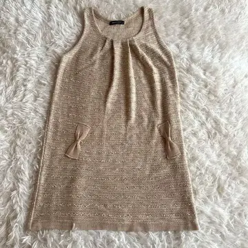 [ 퀸즈 코트 ] 미니 원피스(2) 베이지 슬리브리스 새상품급 캐주얼