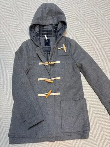 GAP 그레이 더플 코트 안감 체크 멋짐