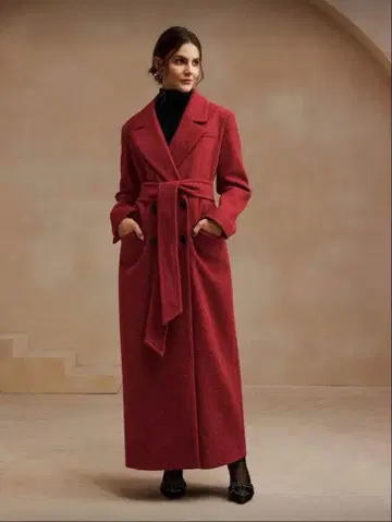 레드 벨트 롱 코트