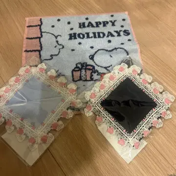 친자와 레이스 스누피 한정판 네이비 블루 새상품 타월 손수건 니시카와 덤