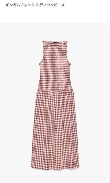 ZARA 깅엄 체크 미디 원피스 M 사이즈