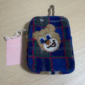 [ 미사용 새상품 ] 러브리 바이 페이 고베 타탄 테디 참 파우치 한정판
