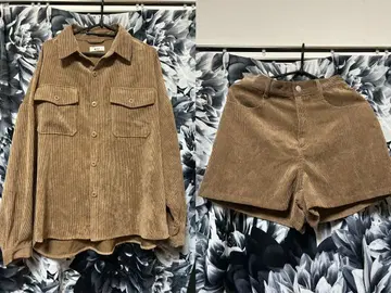 WEGO 코듀로이 자켓 긴팔 숏팬츠 셋업 브라운