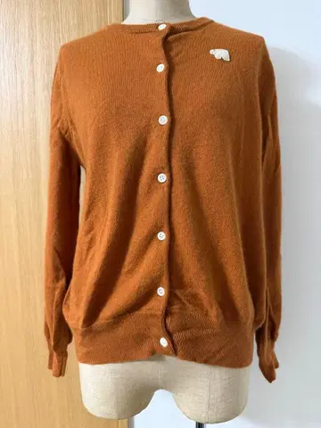 haupia 오렌지 니트 가디건 긴팔
