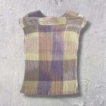 90s-00s 플리츠 상의 뉴앙스 체크 퍼플 계열 신축 y2k