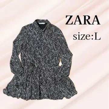 새상품급 ZARA 쉬폰 도트 무늬 셔츠 원피스