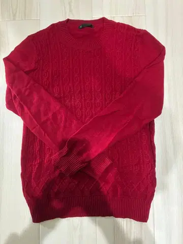 23구 HOMME 캐시미어 블렌드 케이블 니트 스웨터 레드 긴팔