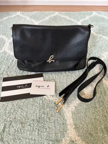 agnes b. 에네스베 숄더백 소가죽 주름가죽 블랙