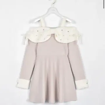 evelyn 리본 오프숄더 미니 원피스 핑크