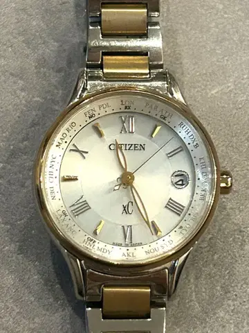 CITIZEN XC 쿼츠 손목시계 골드 여성용 에코드라이브 전파시계