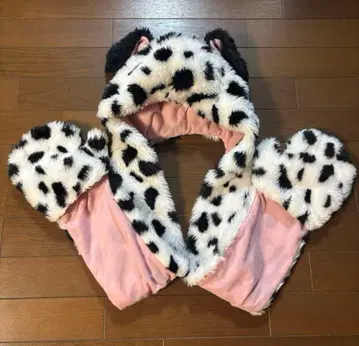 디즈니 101마리 강아지 후드 부착 머플러 팬캡 모자