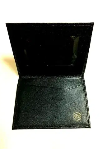황궁 국화 문양 지갑 고급 소가죽 교통카드 지갑 블랙