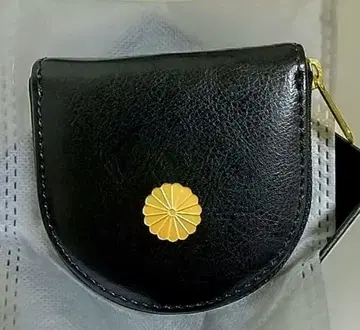 황궁 지갑 국화 문양 블랙 말발굽형 동전 지갑 코인 케이스