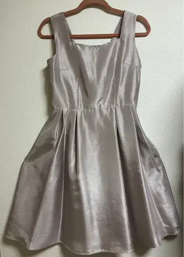 베이지 슬리브리스 플레어 드레스