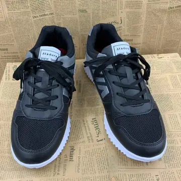 새상품 남성용 25.0cm 경량 통굽 레트로 러닝 스니커즈 블랙 2277