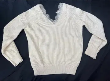 아이보리 V넥 니트 긴팔 Maje