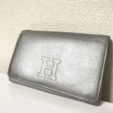 히로후 HIROFU 가죽 접이식 지갑 그레이 실버