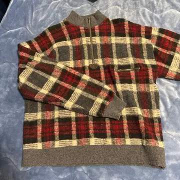 L.L.Bean 체크 무늬 하프 지퍼 스웨터 M 사이즈