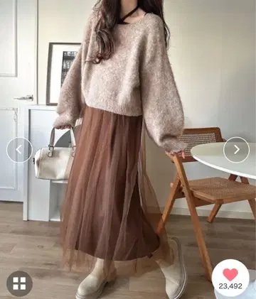 classicalelf 원피스 멀티way 니트 x 튤 원피스 세트