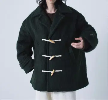 Camphor wood 충전솜 더블 브레스트 울 혼방 샤기 더플 코트