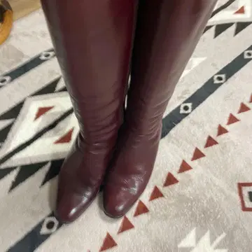 버건디 가죽 롱 부츠 23cm