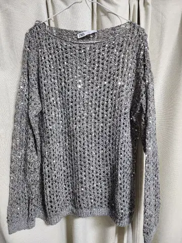 ZARA 실버 라메 스웨터 M