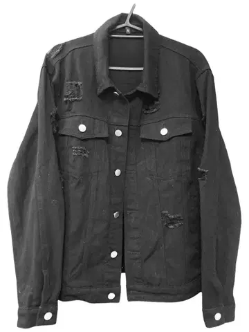 블랙 데님 자켓 데미지 가공 셋업 상하의 세트 M~L 사이즈