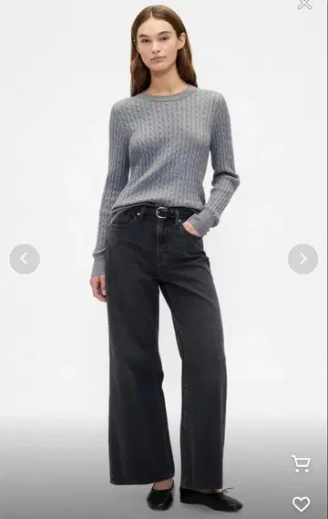 CashSoft 캐시미어 터치 케이블 니트 스웨터 XS 그레이