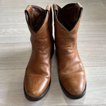 몬타나 25cm 8 가죽 숏 웨스턴 부츠 카멜 천연 가죽 낮은 힐