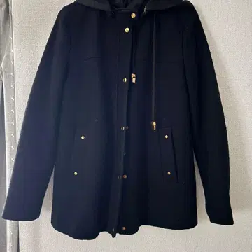 ZARA BASIC 자라 베이직 여성용 미들 코트 후드 블랙