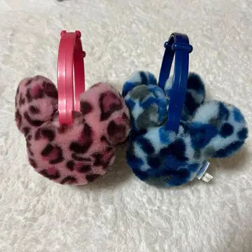 디즈니 랜드 레오파드 무늬 레오파드 귀도리 핑크 파랑 세트