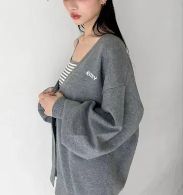eimy 로고 가디건 니트 원피스