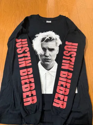 저스틴 비버 PURPOSE 투어 롱티 양면 소매 프린트 M 사이즈