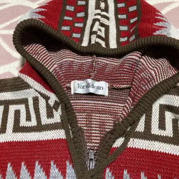 Torwilddean 기하학 패턴 후드 부착 니트