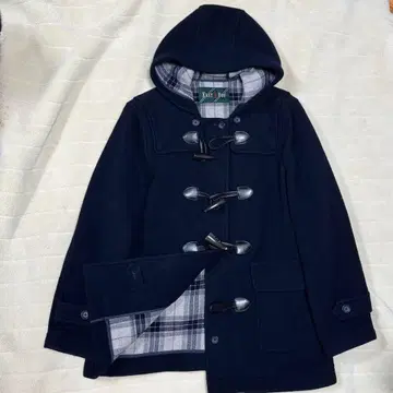 이스트 보이 더플 코트 네이비 체크 울 9호