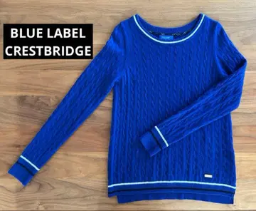 블루레이블 니트 케이블 짜임 울 캐시미어 혼방 스웨터 38 블루