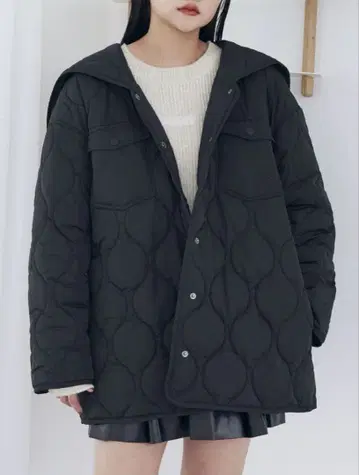 CALNAMUR 칼남무르 퀼팅 빅 칼라 2WAY 코트 블랙