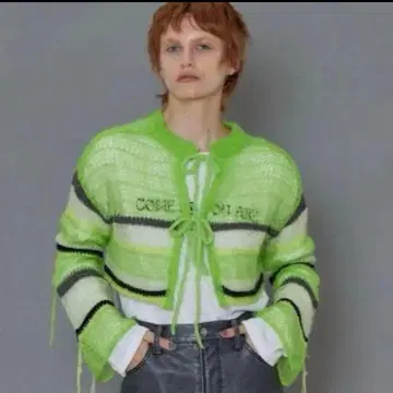 MAISON SPECIAL 모헤어 보더 2WAY 메쉬 니트