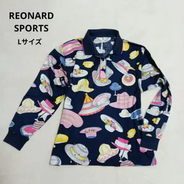 새상품급 레오나르 스포츠 긴팔 피케 셔츠 모자 패턴 네이비 L 모자 패턴