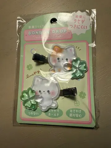 BONBON DROP 고양이와 클로버 앞머리 클립