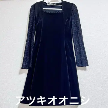 아츠키 오오니시 A.O. 블랙 벨벳 레이스 원피스
