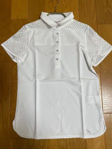 아다바트 여성용 골프웨어 화이트 레이스 반팔 피케 셔츠