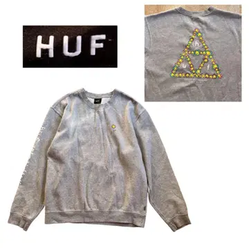 허프 (HUF) 트라이앵글 로고 꽃 백 프린트 맨투맨 트레이닝복