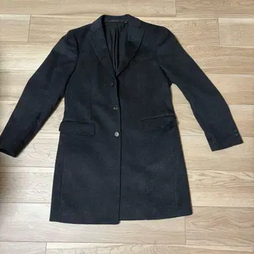 유니클로 다크 그레이 체스터 코트 울 캐시미어 혼방