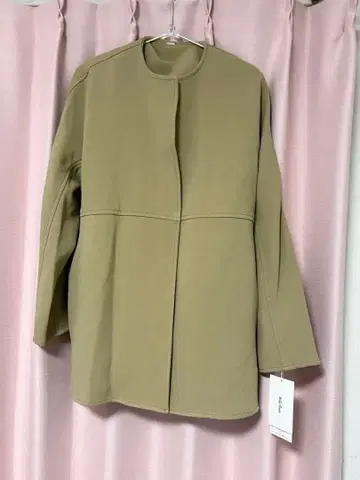 [ 새상품,미사용 ] 미라 오웬 미들 기장 노카라 코쿤 자켓