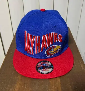 JAYHAWKS 스냅백 캡 파랑 빨강 빈티지 레어 캔자스 대학교