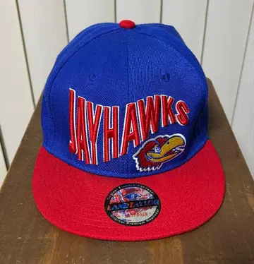 JAYHAWKS 스냅백 캡 파랑 빨강 빈티지 레어 캔자스 대학교