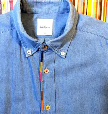 현행 폴스미스 아티스트 스트라이프 자수 버튼 다운 셔츠