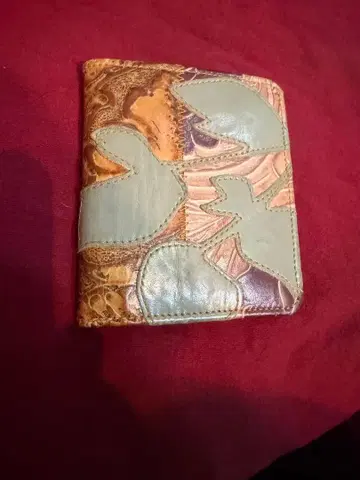 L&KONDO 잎 모티브 이단 접이식 지갑 브라운&그린